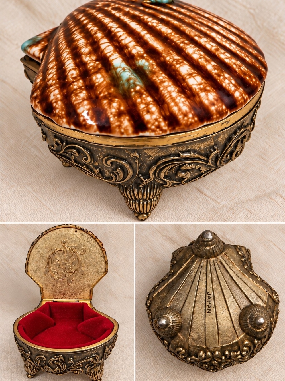 Vintage Japanese Shell Trinket / Home Accents / Jewlery Box